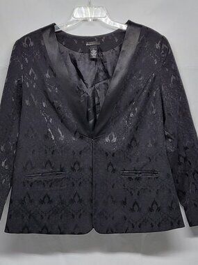 Lane Bryant Blazer Jacket Jacquard Womens 20 Plus Boho Pockets Lined Black
